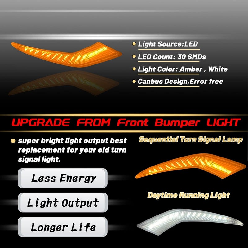 PGTOPONE Switchback White/Amber LED Front Fog Daytime Running Lamp w/Dynamic Flash LED Turn Signal light Feature Compatible with Toyota Corolla 2021-2022 L LE XLE Hybrid Accessories (Front Fog Light) - Image 2